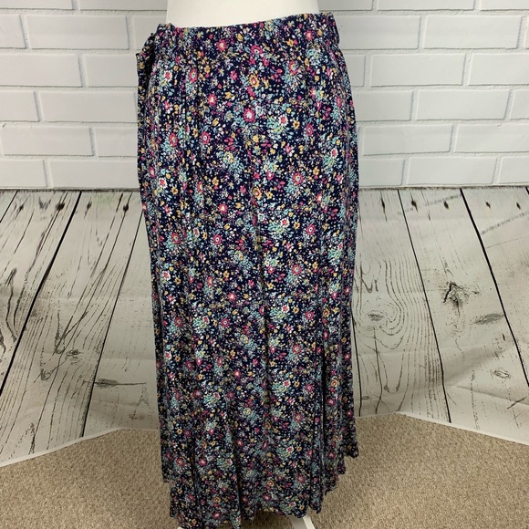 🔥MAISON JULES🔥Floral Print Tie-Front Slit Maxi Skirt Navy XL NWT - Picture 4 of 4